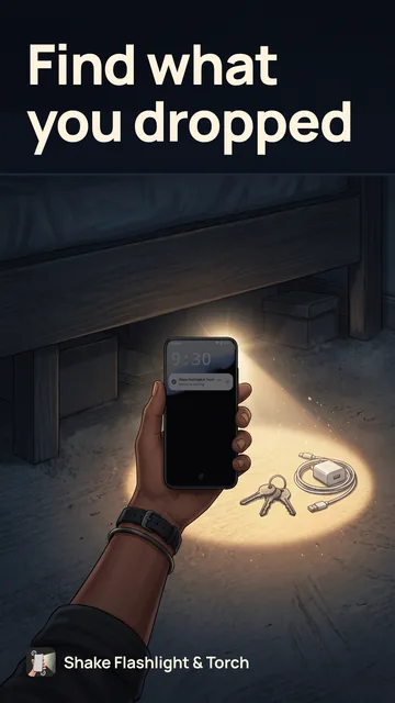 Store image “Find what you dropped”: the light on keys under a table